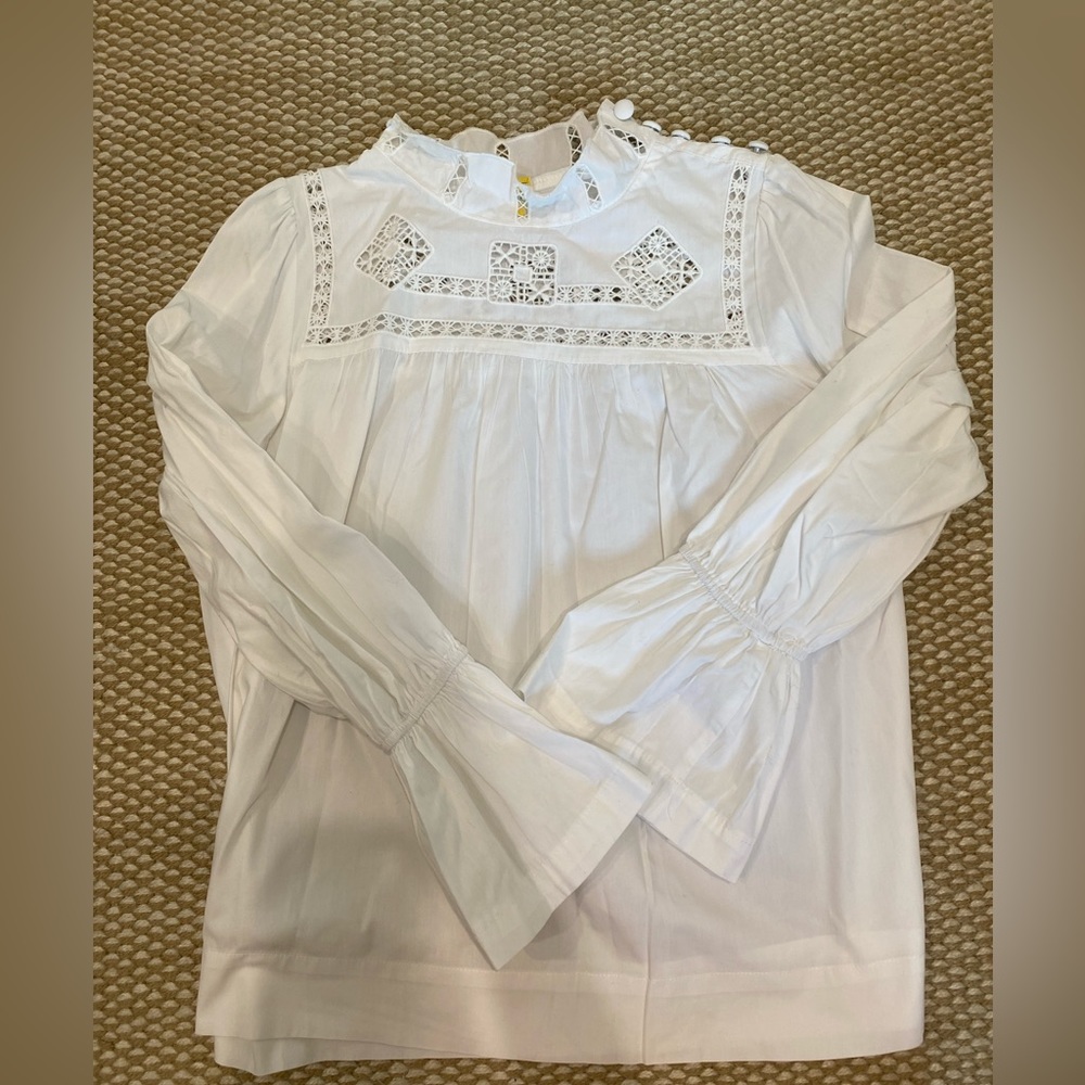 Free People white cotton long sleeve blouse